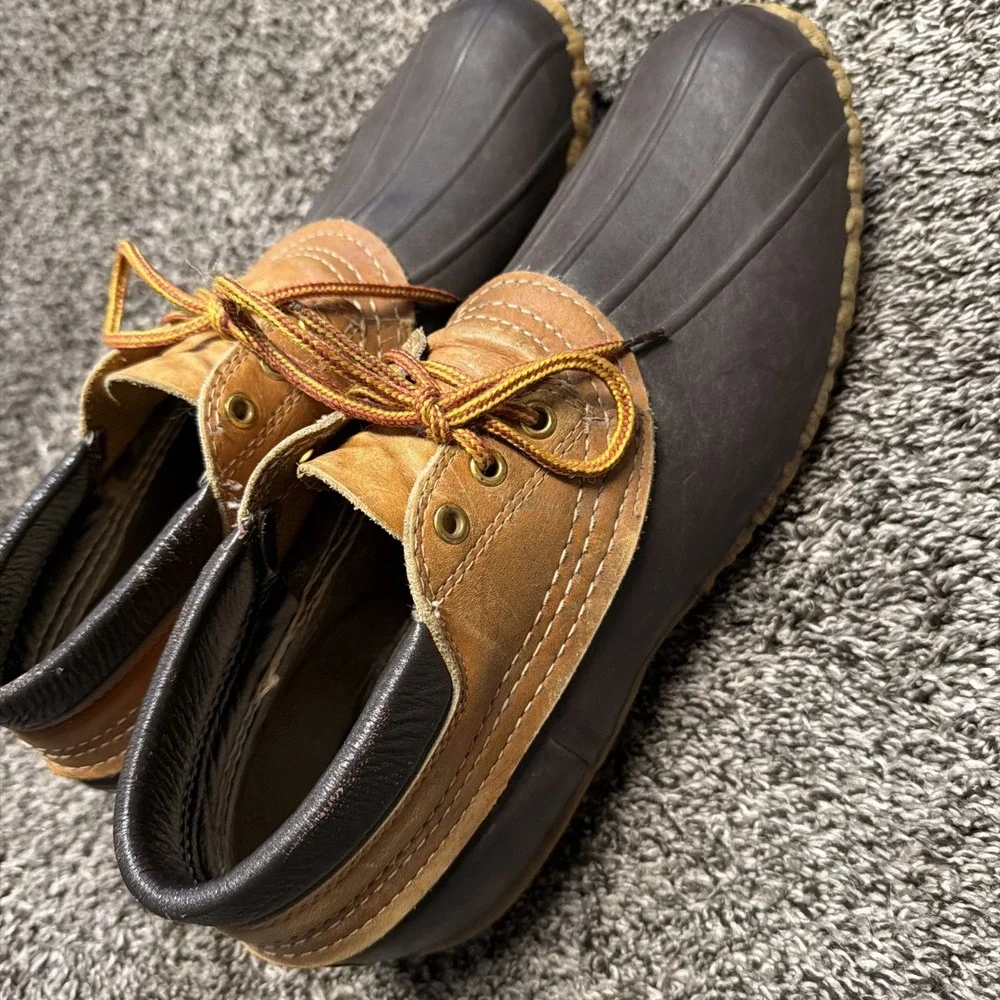 Vintage LL Bean Maine Mens Low Leather Duck Boat‎ Shoes Boots Hunting Size 12